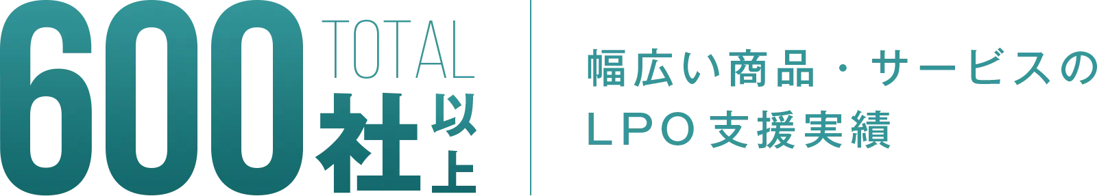 TOTAL 600社以上 幅広い商品・サービスのLPO支援実績
