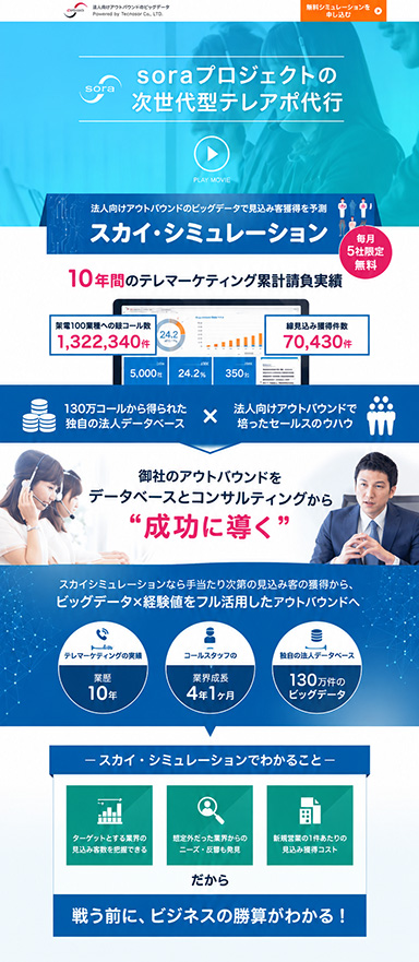 テレアポ代行サービスのランディングページを制作