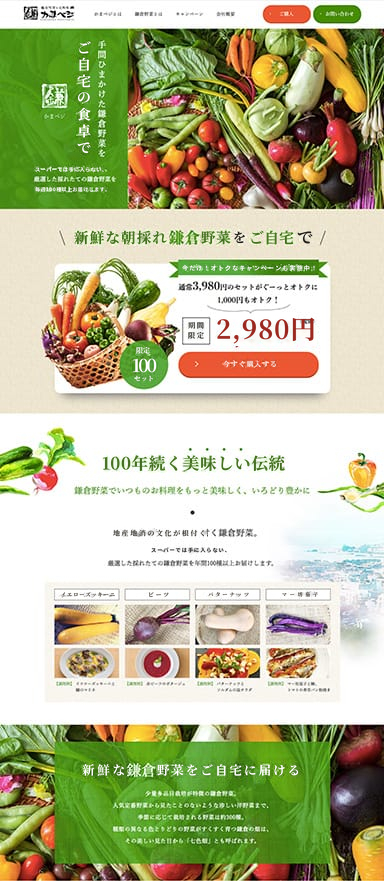 野菜宅配サービスのランディングページを制作