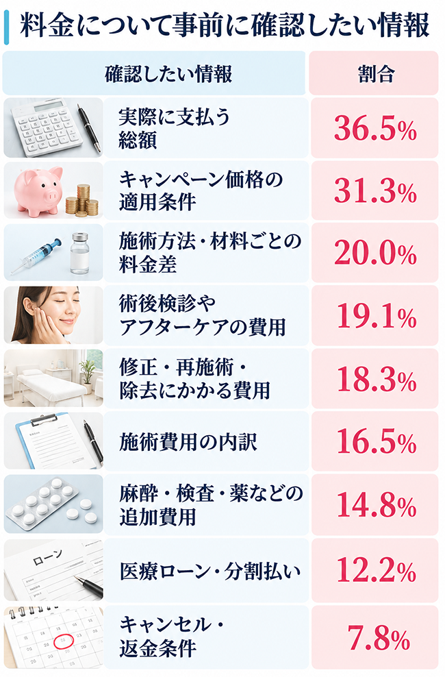 料金について事前に確認したい情報